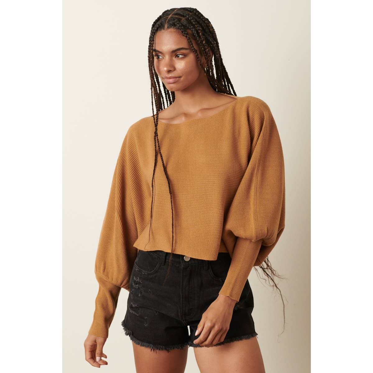 mittoshop - Wholesale Pullover-trui - Dames - GEBREIDE TRUI MET LANGE MOUWEN EN DOLMAN MET BOOTHALS0