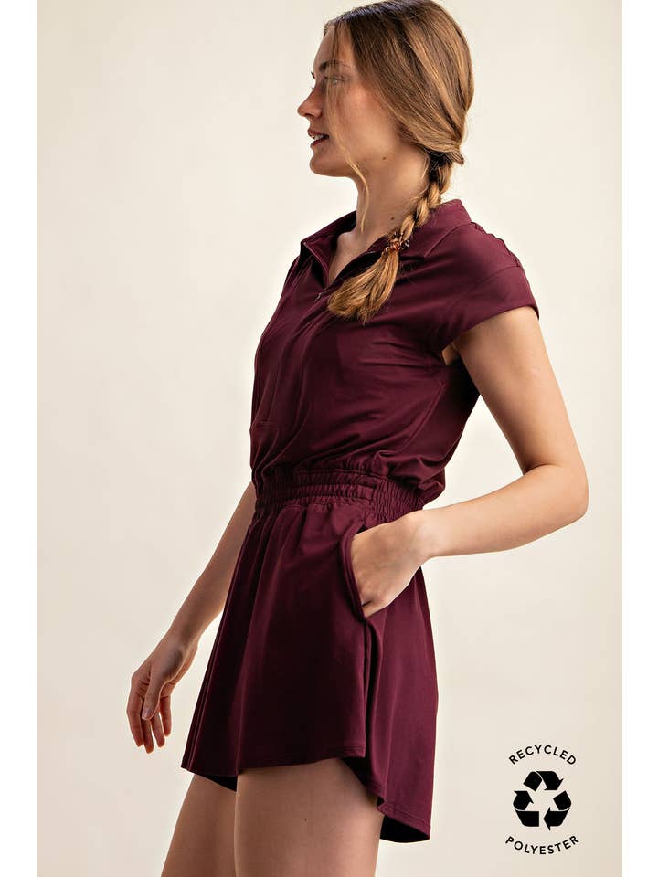 Rae Mode - Wholesale Romper - Women's - BUTTER SHORT SLEEVE QUARTER ZIP ROMPER