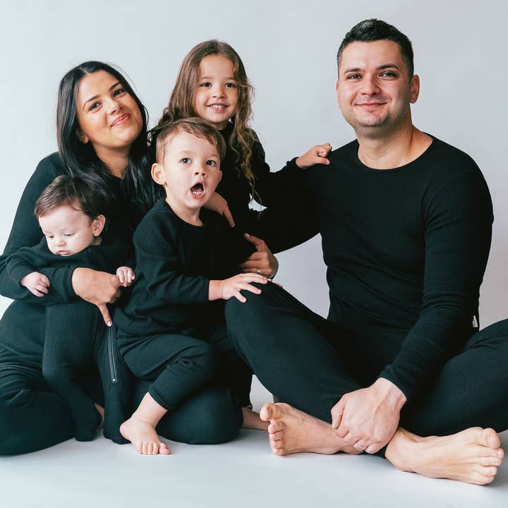 DreamBuy - Vente Haut et bas de pyjama – unisexe - Pyjama noir unisexe côtelé pour adulte