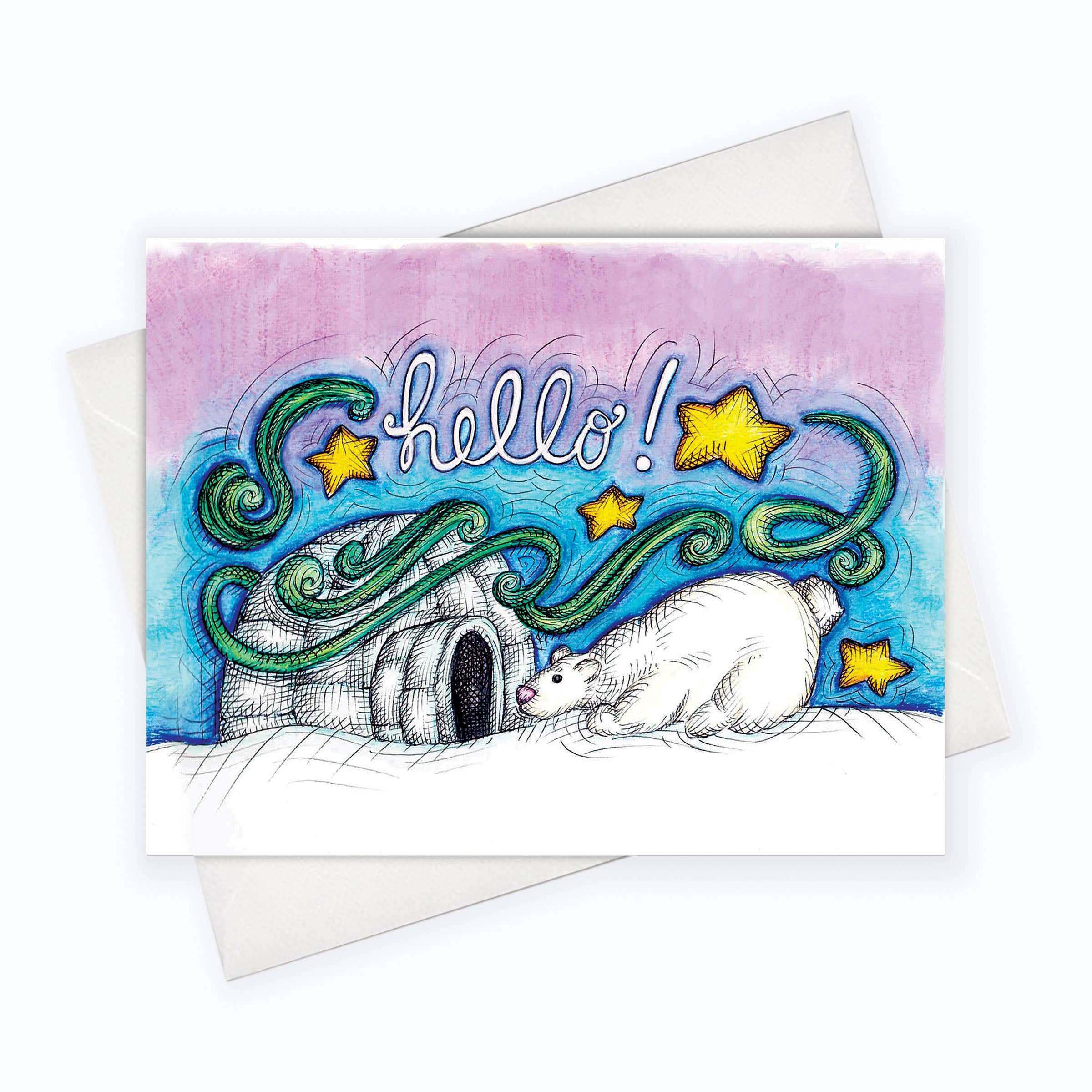 About A Cloud Stationery & Gifts - Wholesale Everyday Greeting Card - POLAR BEAR HELLO CARD | Hi Polar Bear | Everyday Card 0