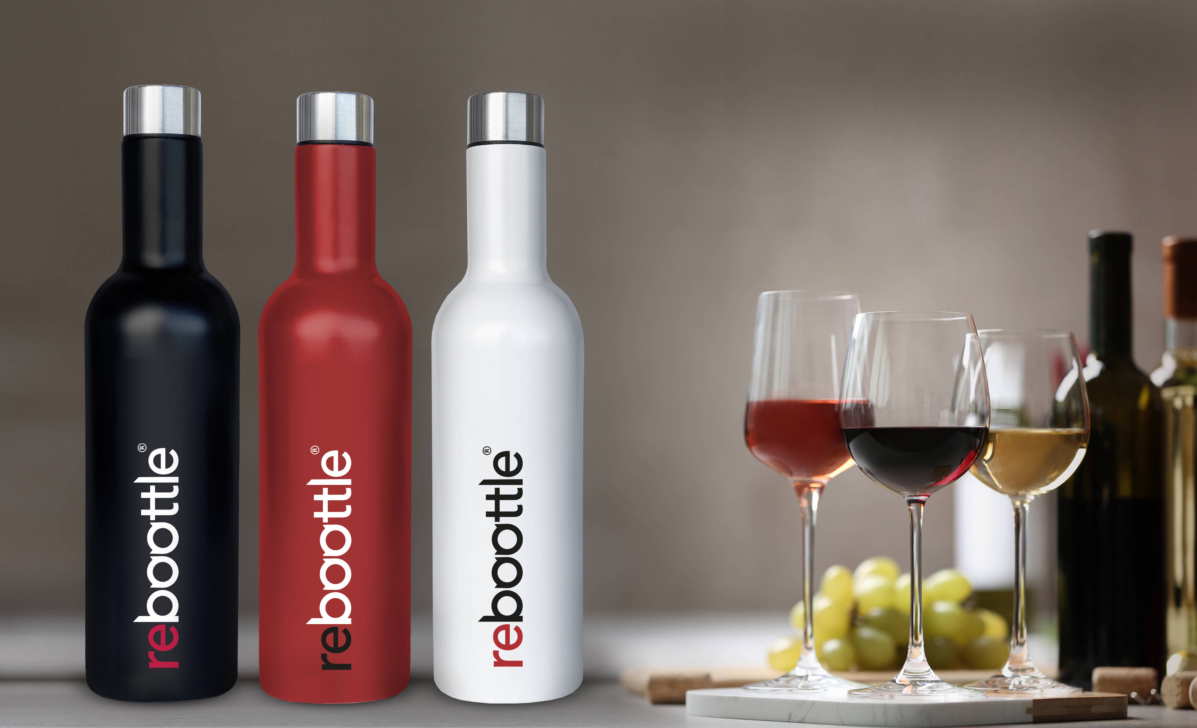 Reboottle - Vente Bouteilles d'eau - Bouteille en acier inoxydable rouge 750 ml pour vin3