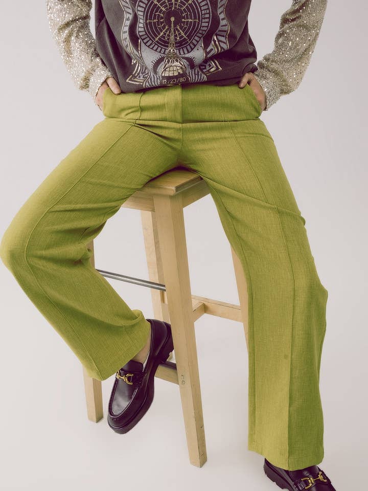 Calças de alfaiataria reta verdes por atacado de Q2—All Orders:Free Duties for the US,UK,and Canada