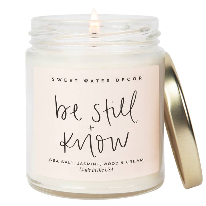 Sweet Water Decor - Wholesale Jar/Filled Candle - Be Still and Know 9 oz Soy Candle - Home Decor & Gifts0