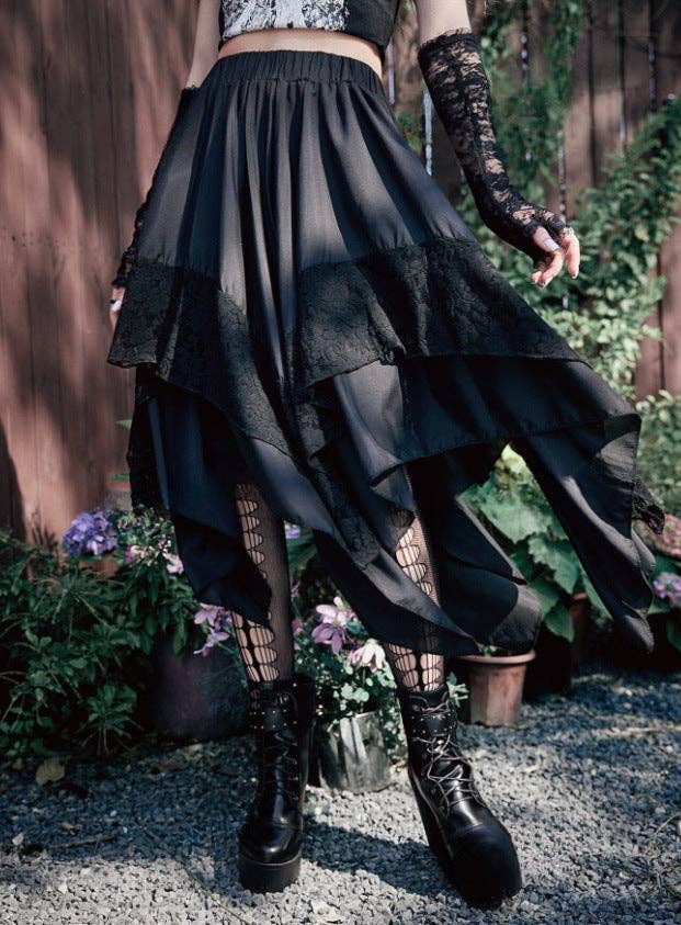 SALINA TRADING INC - Wholesale Skirt - Women's - Women Gothic Punk Lace Stitching Halloween Skirt0