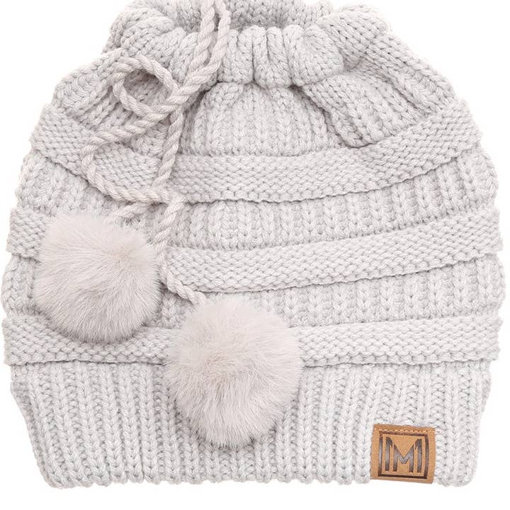 Fashion City - Wholesale Beanie – Women's - Women's Ponytail Adjustable Pom String Knit Hat5