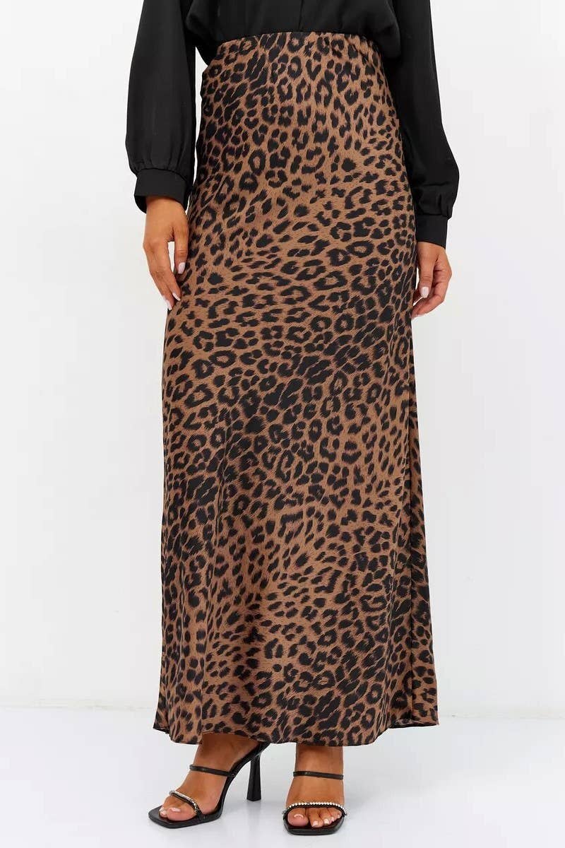 NINEXIS - Wholesale Skirt - Women's - CWBLS00717_LEOPARD PRINT SATIN HIGH WAIST MAXI SKIRT1