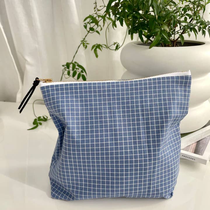 Denim Grid Pouch for wholesale by This & That Design Co.