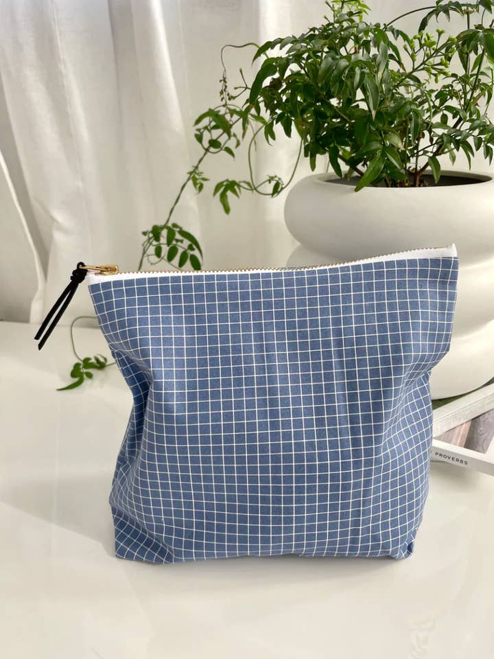 Denim Grid Pouch for wholesale by This & That Design Co.