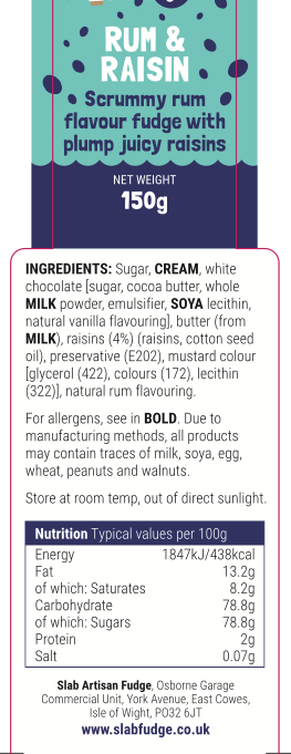 Slab Artisan Fudge – wholesale Fudge – Rum & Raisin Fudge Slab3