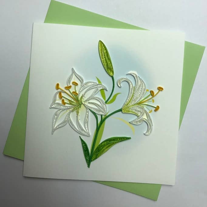 Osterlilie Quilled Card für den Großhandel von Poppin Cards and Gifts