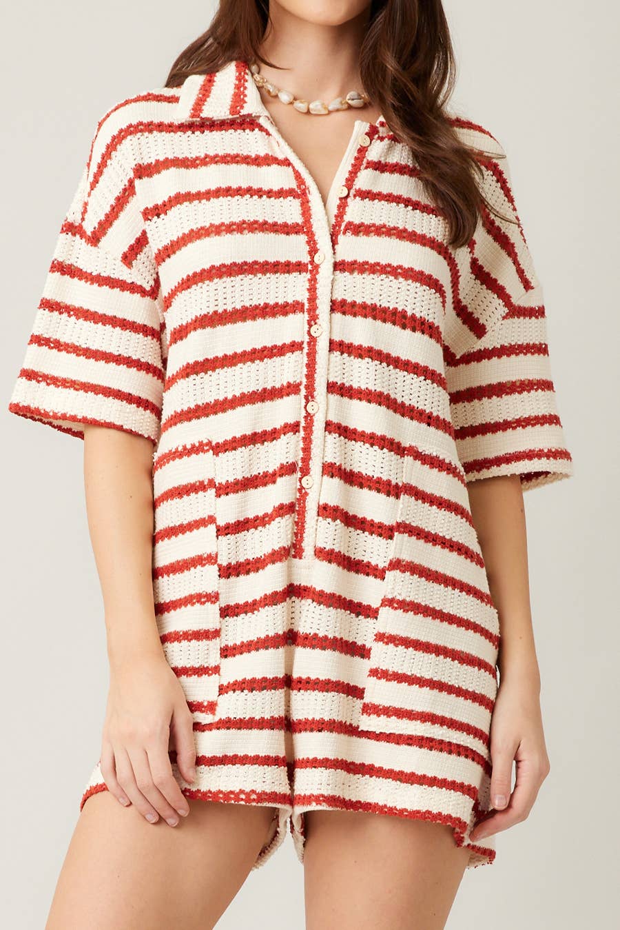 ILLA ILLA - Wholesale Romper - Women's - Slouchy Striped Crochet Romper2