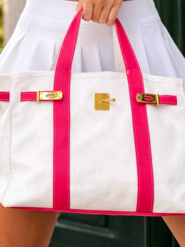 Canvas Tote Bag - Red Trim for wholesale by Runway Athletics