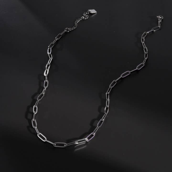 PALERMO Essential Paper-Clip Chain Link Silver Necklace for wholesale by HACKNEY NINE