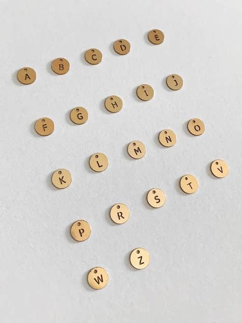 Letter Coin Necklace- 14k Yellow Gold - Classic for wholesale by The Littl