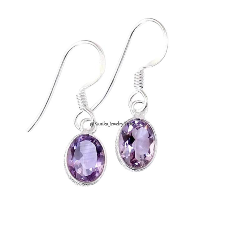 Boucles d'oreilles en argent sterling 925 avec améthyste pour femme et fille pour la vente par Kanika Jewelry Trove