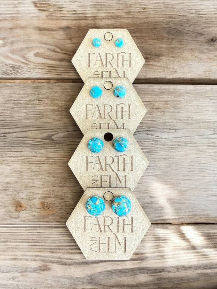 Turkos runda dubbar för wholesale av Earth & Elm