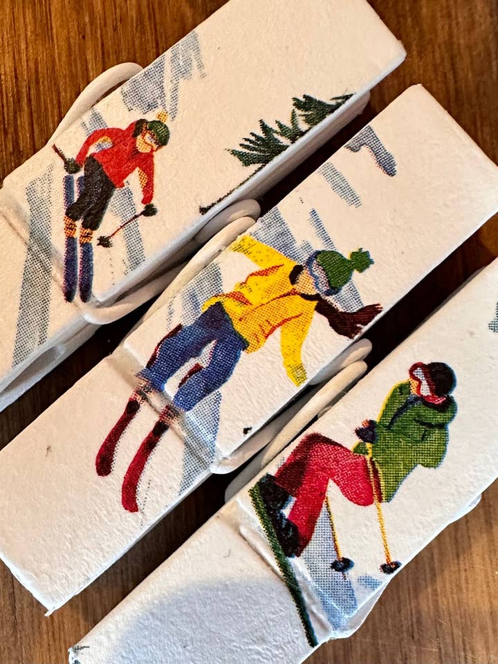 Esquiadores Esquiando Pendientes Bolsa Clips para Patatas Fritas Recuerdos de Fiesta para venta al por mayor de NanCBeeCreations