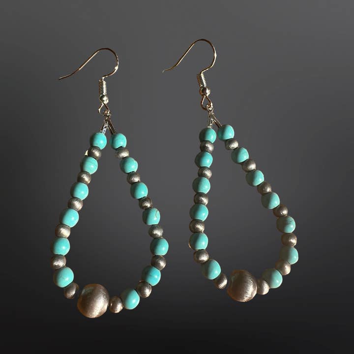Westrian (Formerly Equipage) - Wholesale Dangle Earrings - Faux Turquoise and Navajo Pearls Earrings