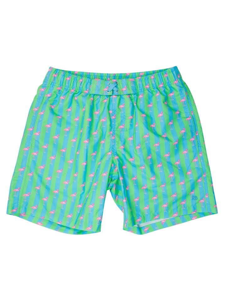 Green Men's Neon Flamingo Stripe Swim Trunks
for wholesale on Faire1