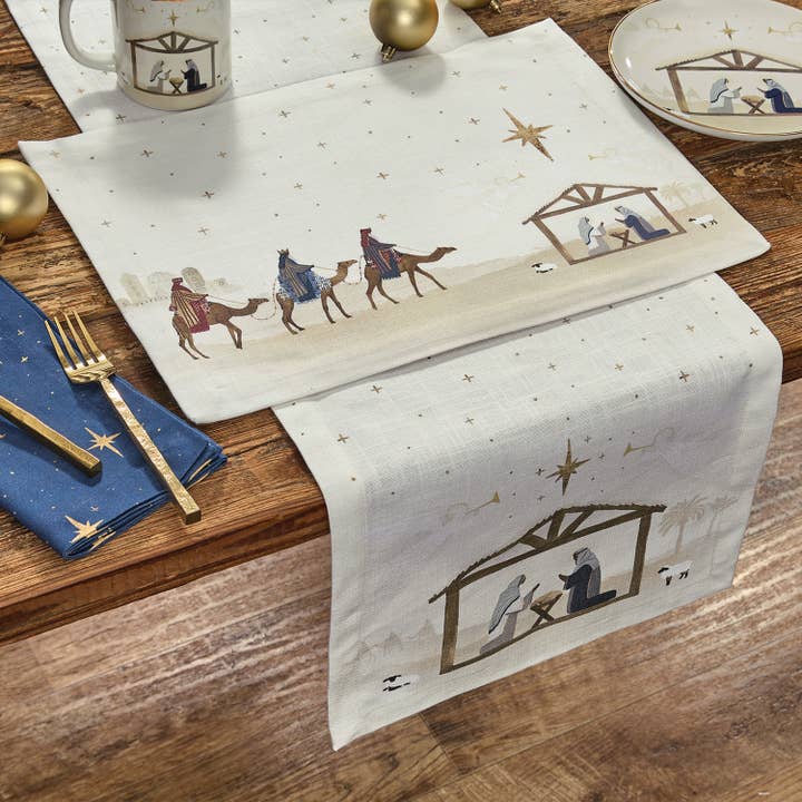 Split P - Wholesale Table Runner - Away In A Manger Table Runner 54" L1