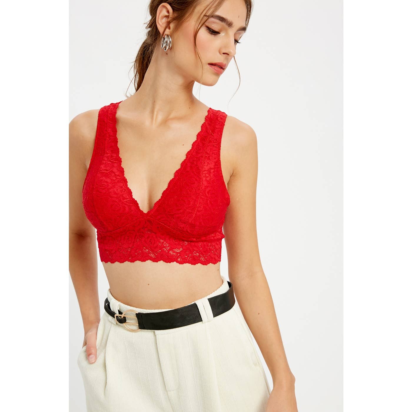 Wishlist Apparel - Vente Brassière – femme - BRASSIÈRE REMBOURRÉE À COL EN V EN DENTELLE FESTONNÉE/T8233_P19