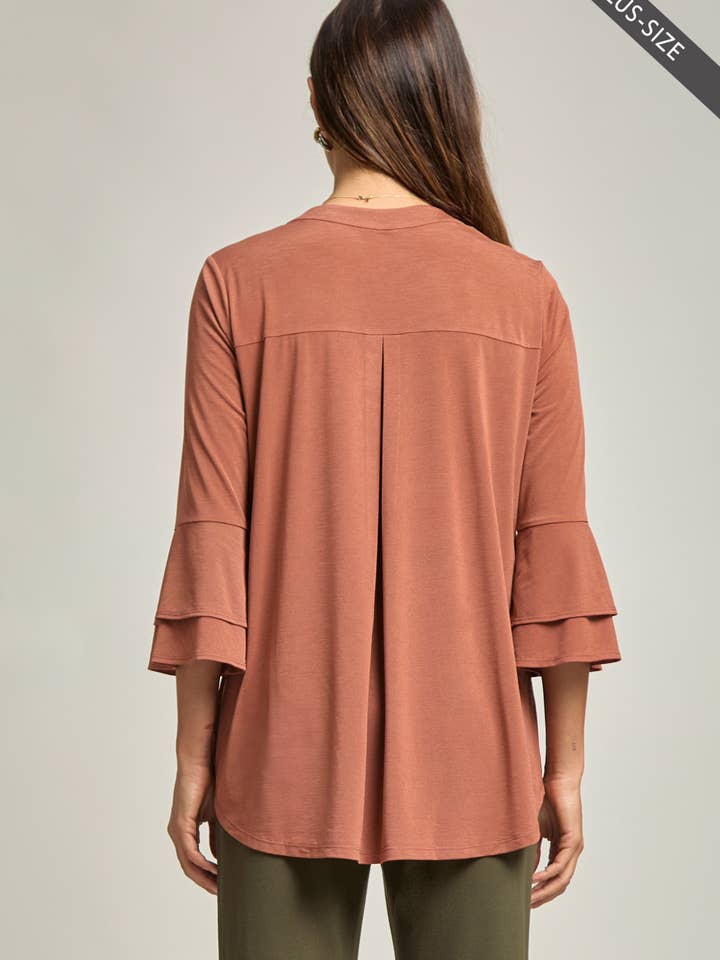 Dear Scarlett - Wholesale Tunic - Women's - PLUS SIZE Solid Color Belled Lizzy Top6