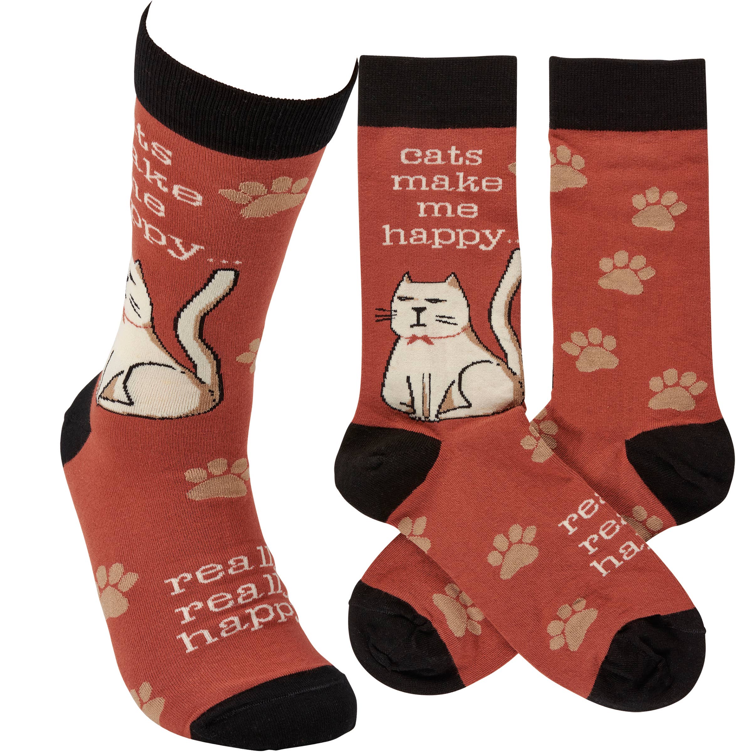 Primitives by Kathy - Wholesale Socks - Unisex - Cats Make Me Happy Socks0