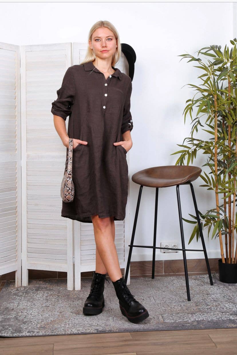 LÉA & LUC – Engroshandel Kjole - Dame – Korte kjoler i 100% hør REF. 13519