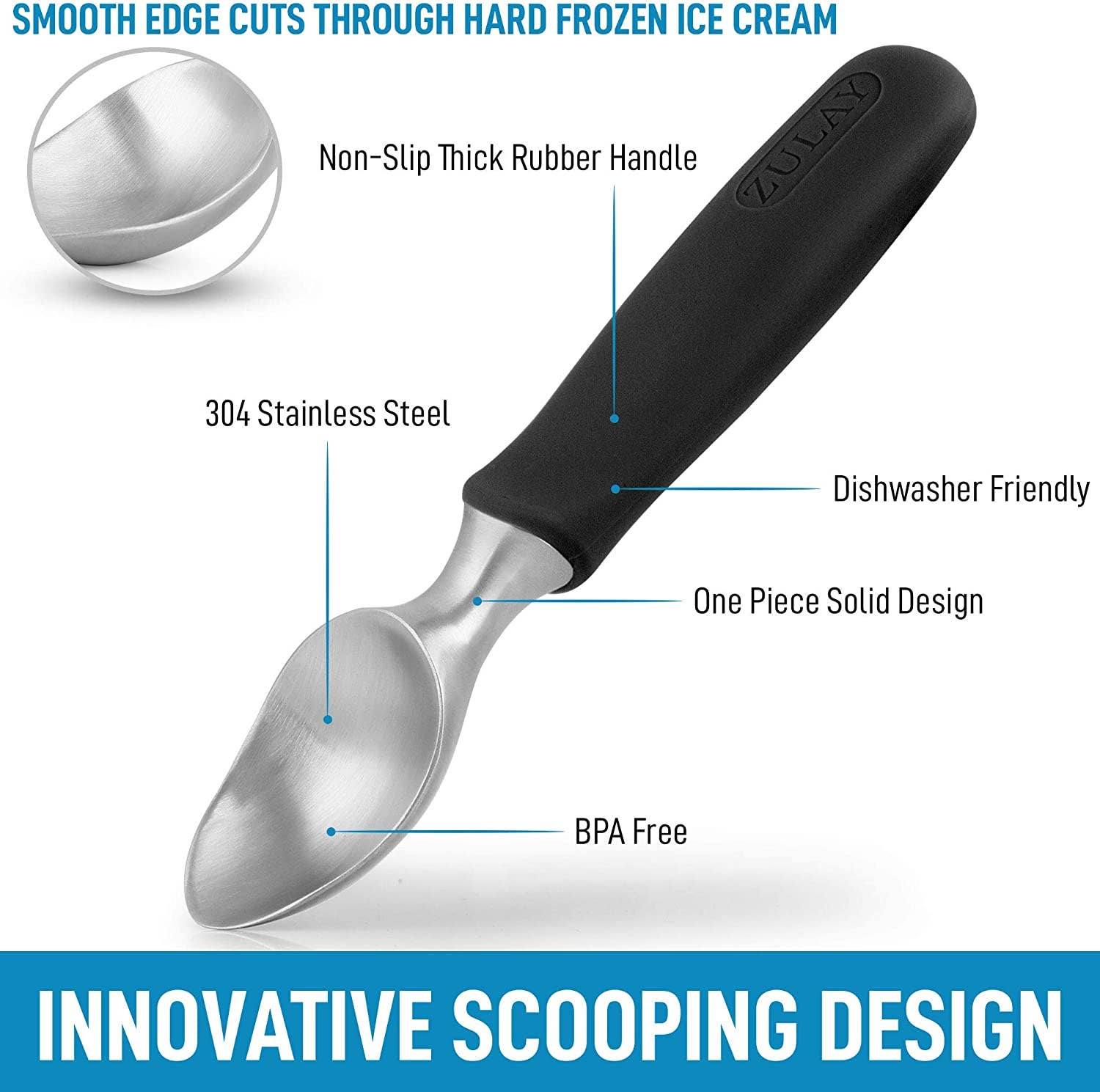 Zulay Kitchen - Wholesale Ice Cream Scoop - Ice Cream Scoop - Stainless Steel With Non Slip Handle26