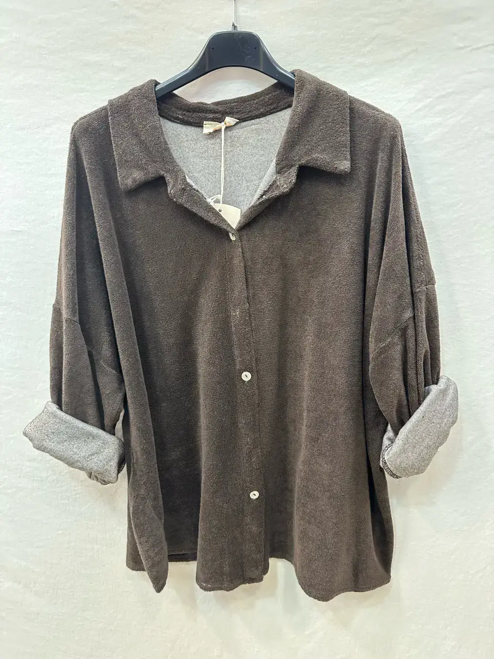 Mimi & Gogo - Wholesale Button Down Shirt - Women's - Cotton Terry Button-Up Shirt @5094_ChCotEponge4