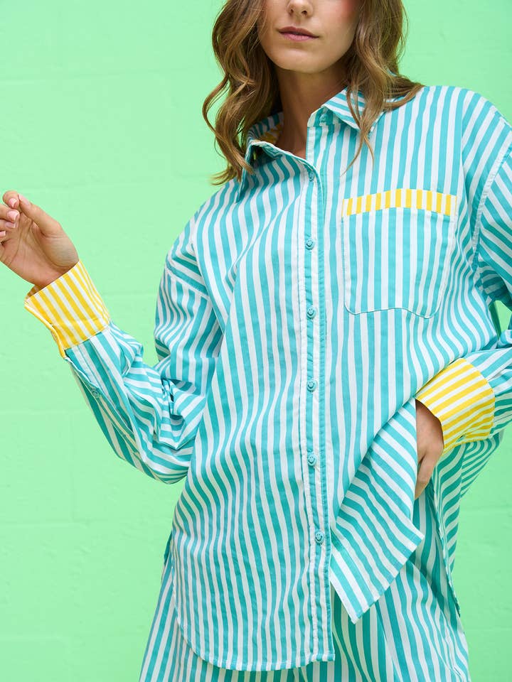 Colorblock Button Down Shirt for wholesale by pītusa