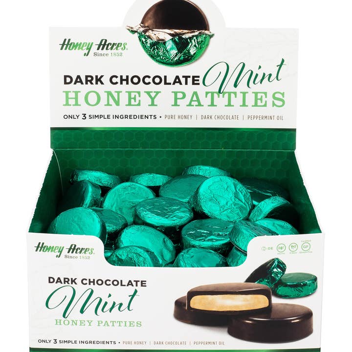 Honey Acres Inc. - Wholesale Chocolate Covered Sweets - Dark Chocolate Mint Honey Patties