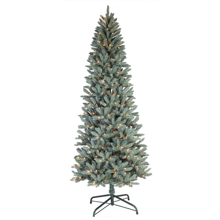 Santa’s Workshop Inc. - Wholesale Artificial Christmas Tree - 9' Blue Spruce Slim, 450 UL Lights, 1302 Tips