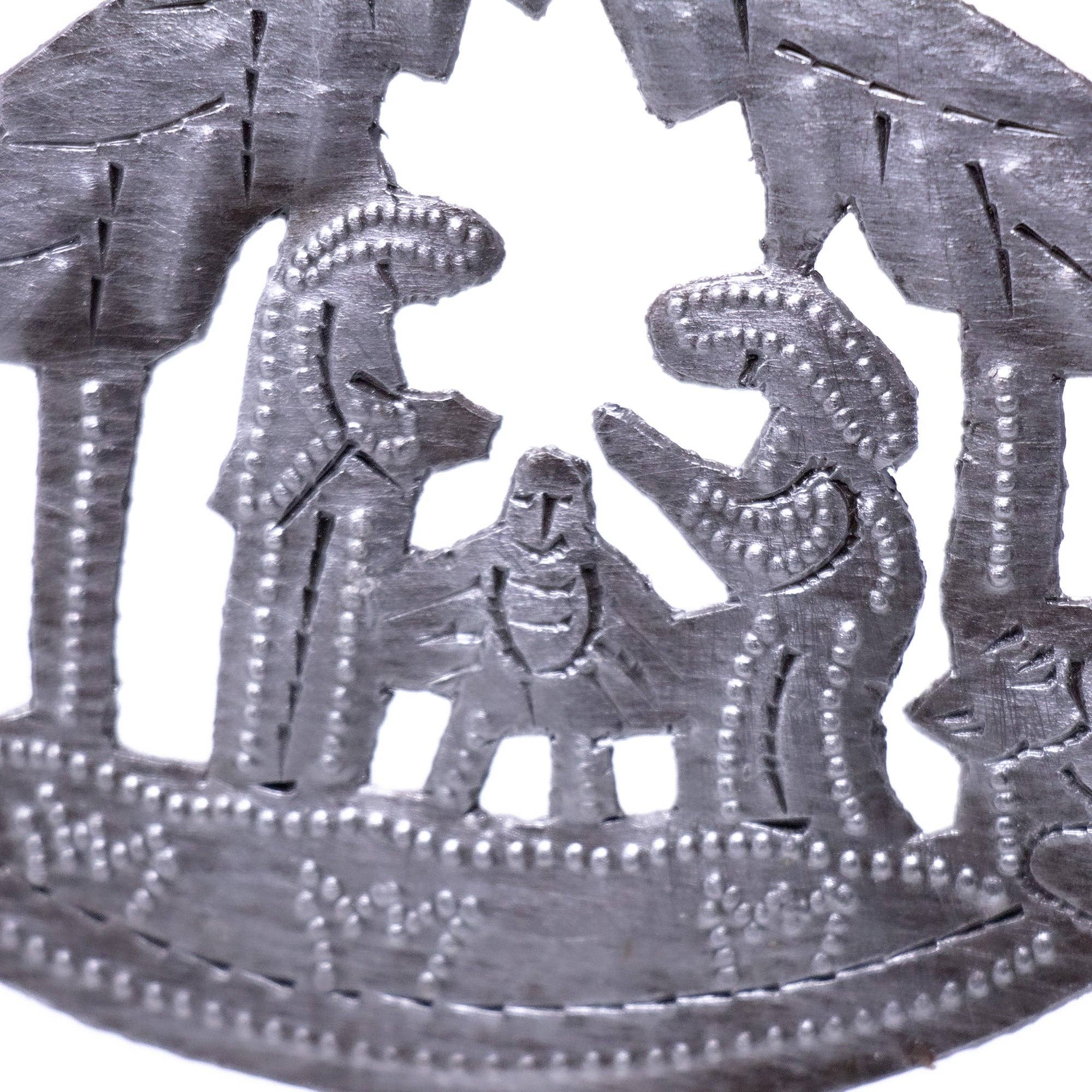 Global Crafts - Wholesale Ornament - Round Ornament with Nativity Scene Steel Drum Ornament1