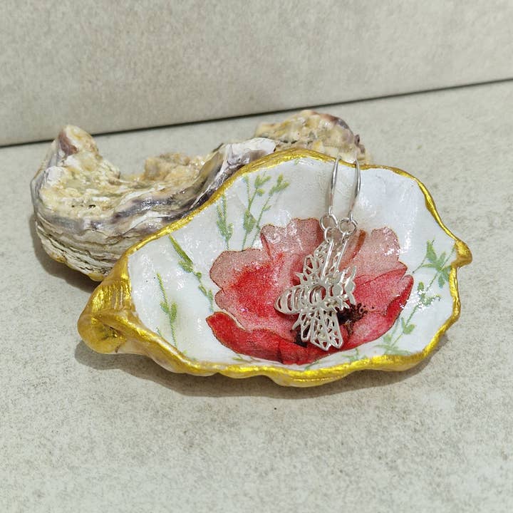 Bee my Oyster – wholesale Smyckesfat – Vallmo vallmo blomma ostron skal prydnadssak maträtt