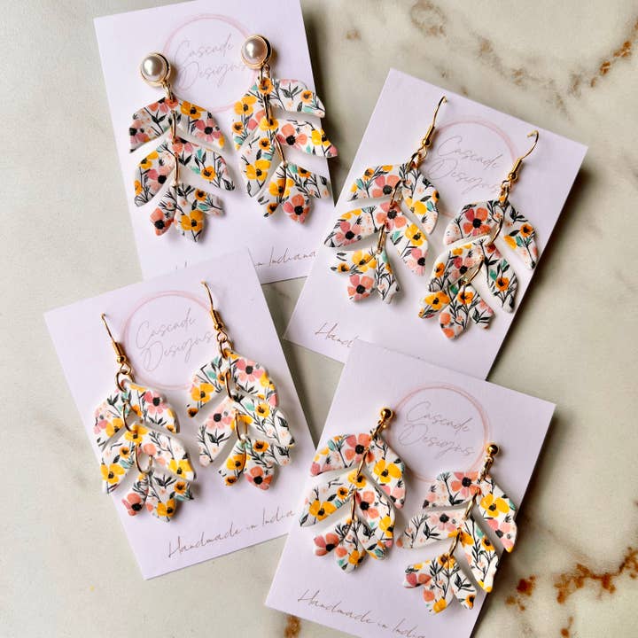 The Chloe | Botanical Bloom Clay Earrings for wholesale by Cascade Designs