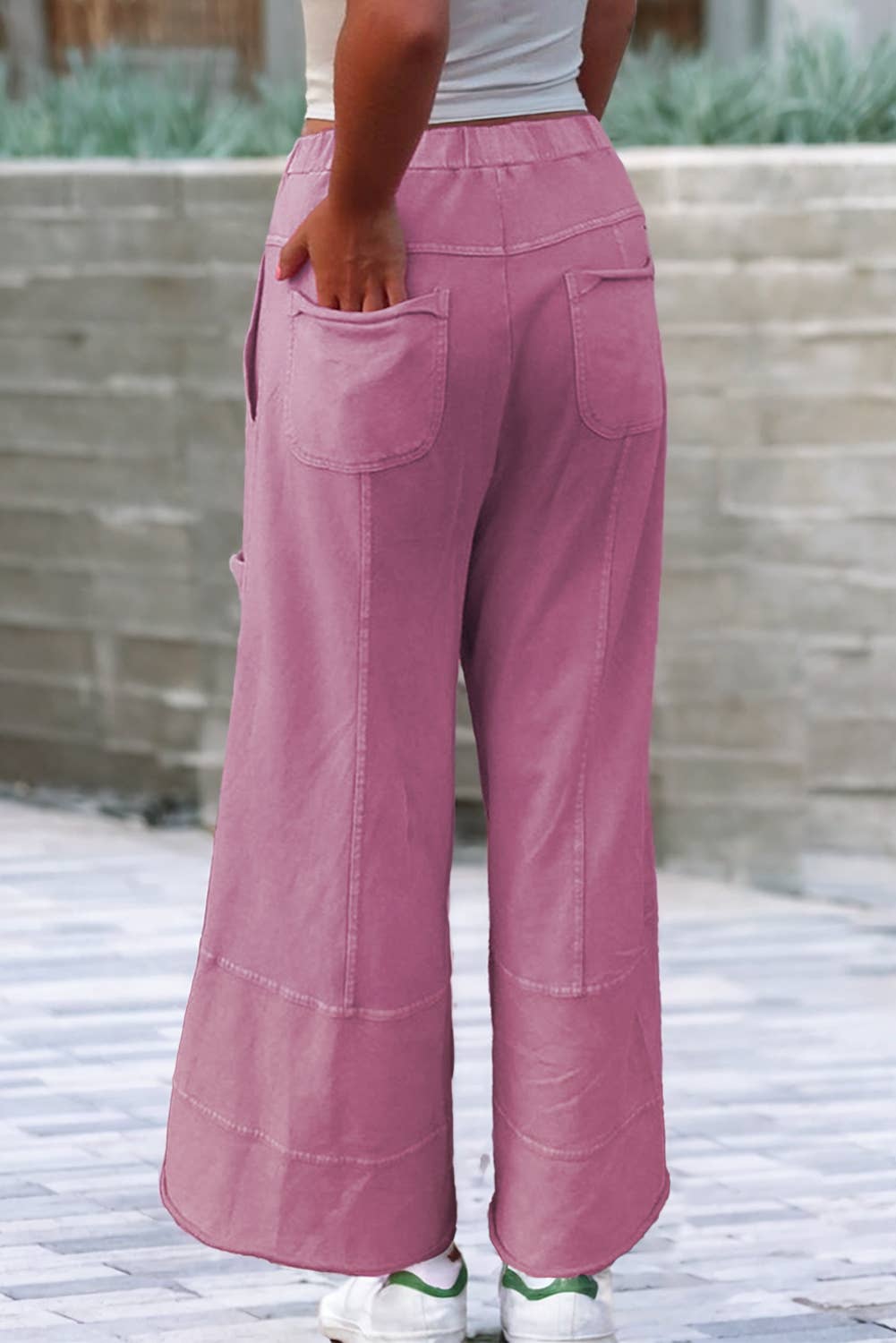 Little Daisy Closet - Wholesale Pants - Women's -  LDC Mineral Wash Drawstring High Waist Wide Leg Pants3