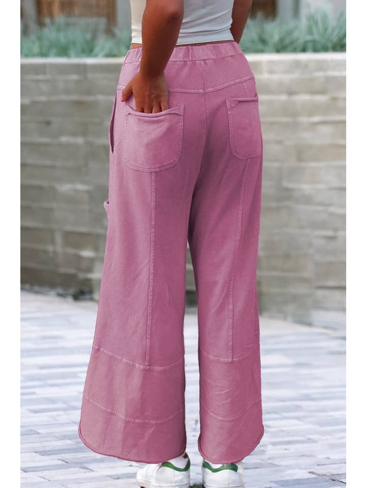 Little Daisy Closet - Wholesale Pants - Women's - LDC Mineral Wash Drawstring High Waist Wide Leg Pants3