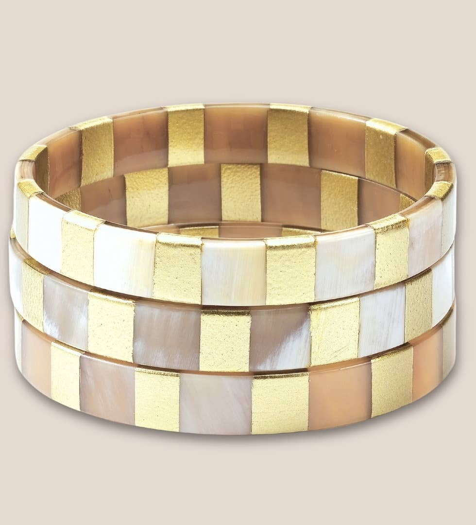 JolieJulie-MaLune-VentiLLo – Engroshandel Armbånd – Hornarmbånd 10mm guldstribe 010