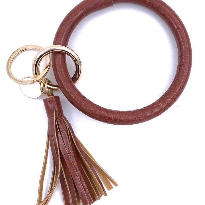 KC-8845 Crocodile Cinnamon Wristlet Key Chain for wholesale by Girlie Girl Originals