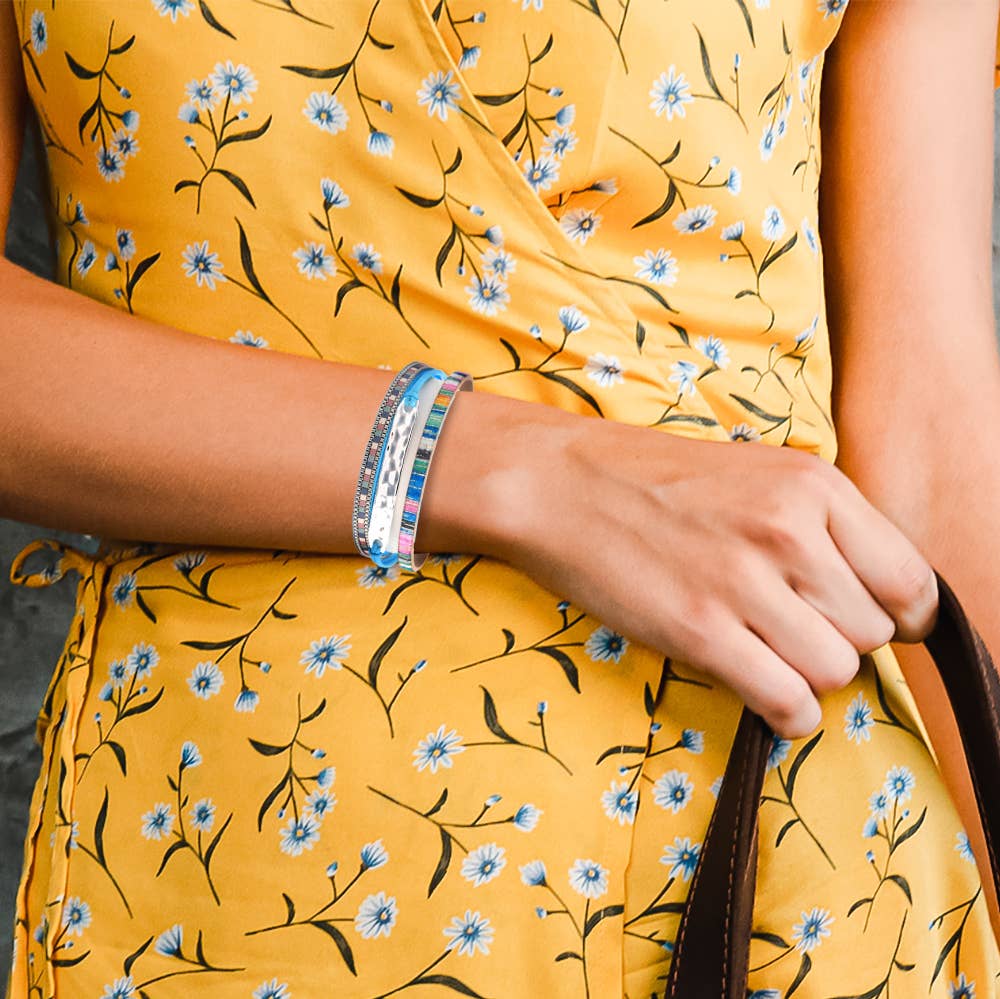 Maya J - Wholesale Woven/Braided Bracelet - Bohemian Vegan Leather Cuff Bracelets - Full Display3