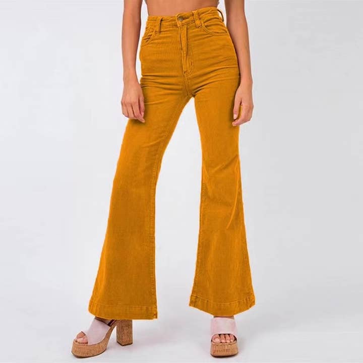 HIDDENBRAND - Wholesale Pants - Women's - Corduroy Flared Wide-Leg Pants1