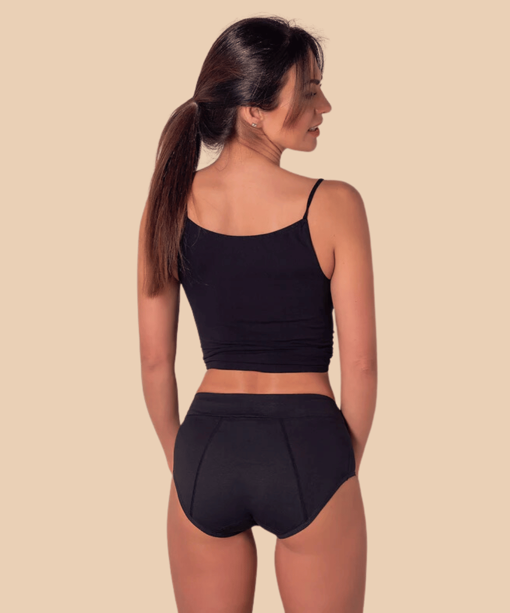 Negro 2 bragas menstruales de algodón Absorbentes para no usar salvaslips Indy de venta al por mayor en Faire4