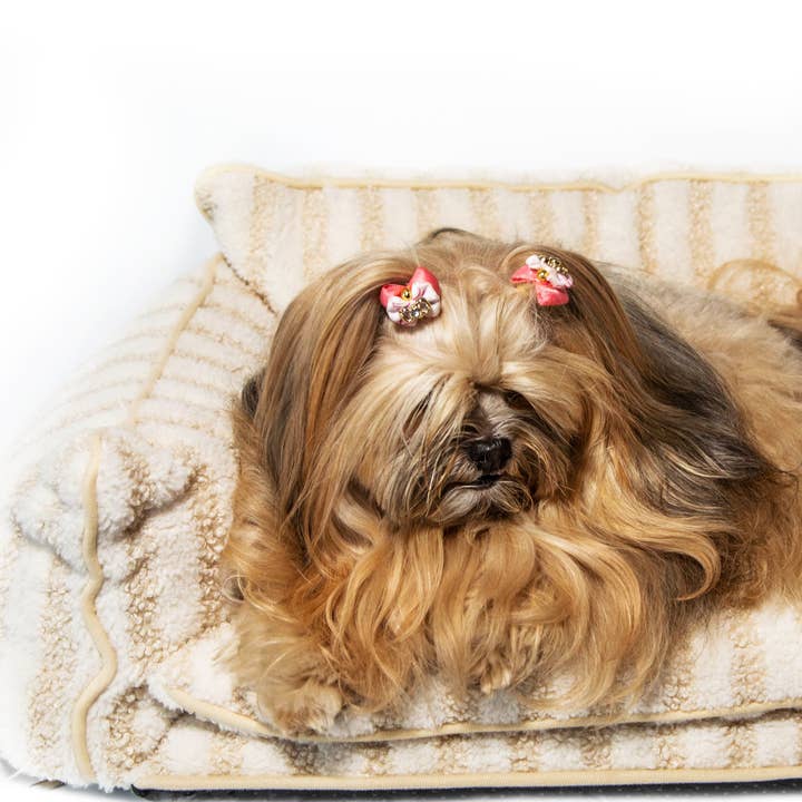 Glow Pups - Wholesale Pet Bed - Dog - Cozy Beige and Cream Striped Sofa Dog Bed10