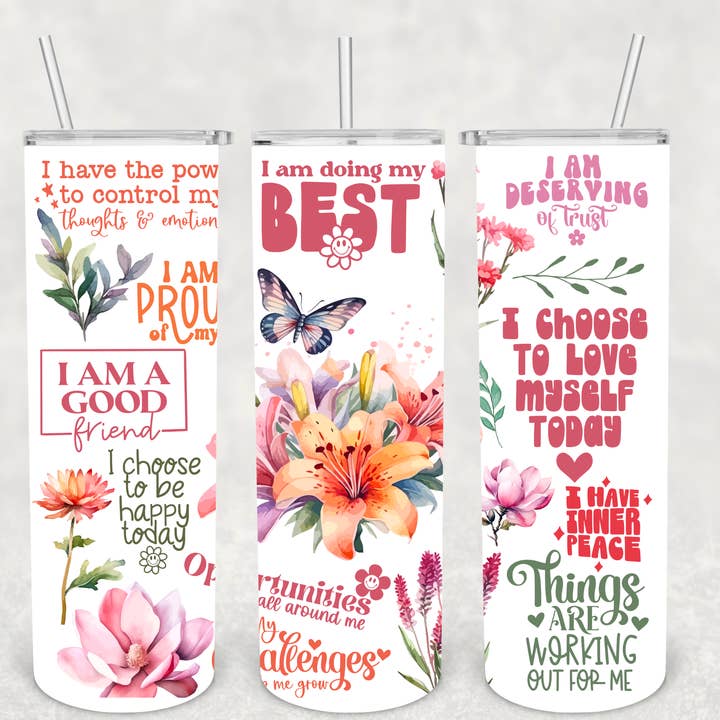 Lily Affirmations Tumbler for wholesale by The Potted Oasis