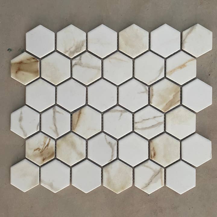WS Tiles - Wholesale Wall Tile - Retro 2" Hexagon Porcelain Tile, Matte Finished Floor & Wall Tile - 9 Square Feet Per Carton - Carrara15