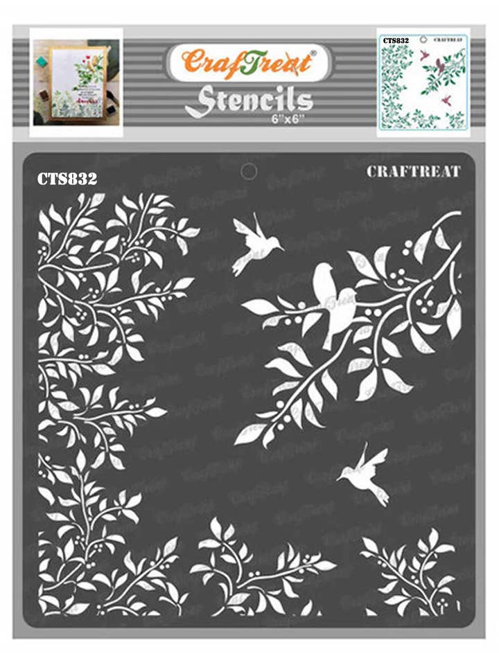 Pochoir à feuilles et branches CrafTreat pour peintures artistiques et artisanales, pochoir à feuilles 6 x 6 pouces pour la vente par CrafTreat