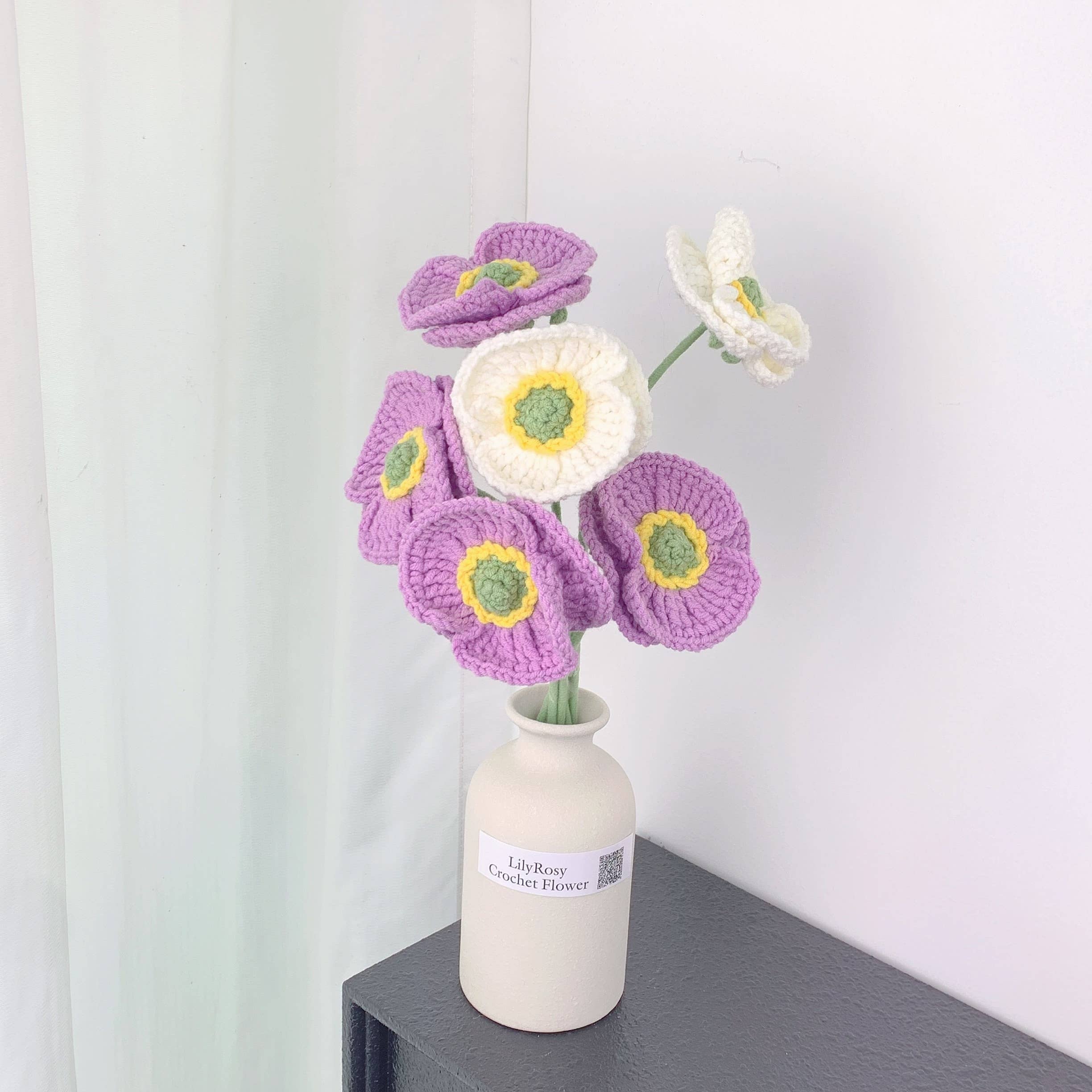 Lilyrosy（Duty free) – Flores artificiais por atacado – Crochet Corn Poppys, Presentes Feitos à Mão para qualquer ocasião3