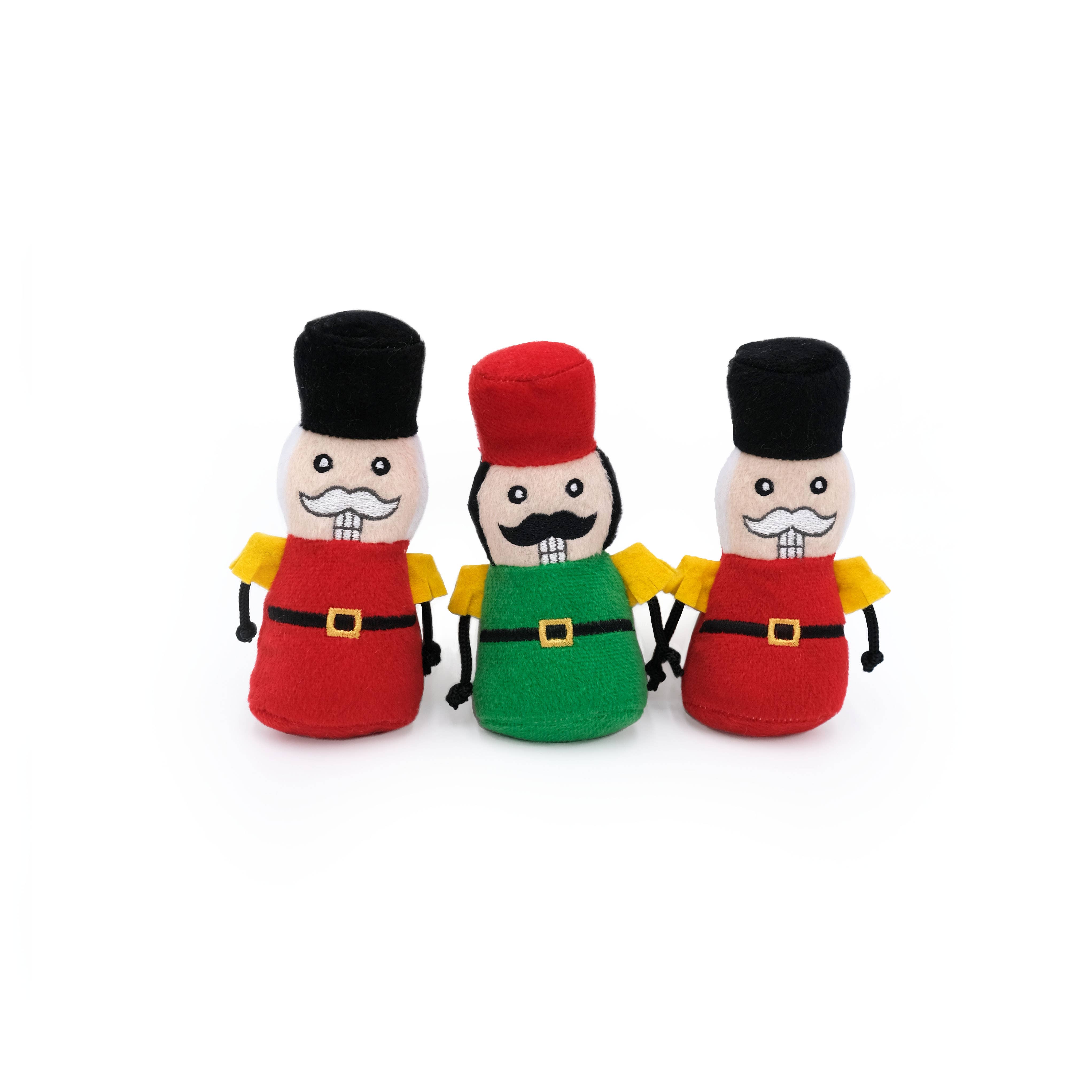 ZippyPaws - Wholesale Pet Plush Toy - Dog - Holiday Miniz 3-Pack - Nutcrackers - Christmas Dog Toy