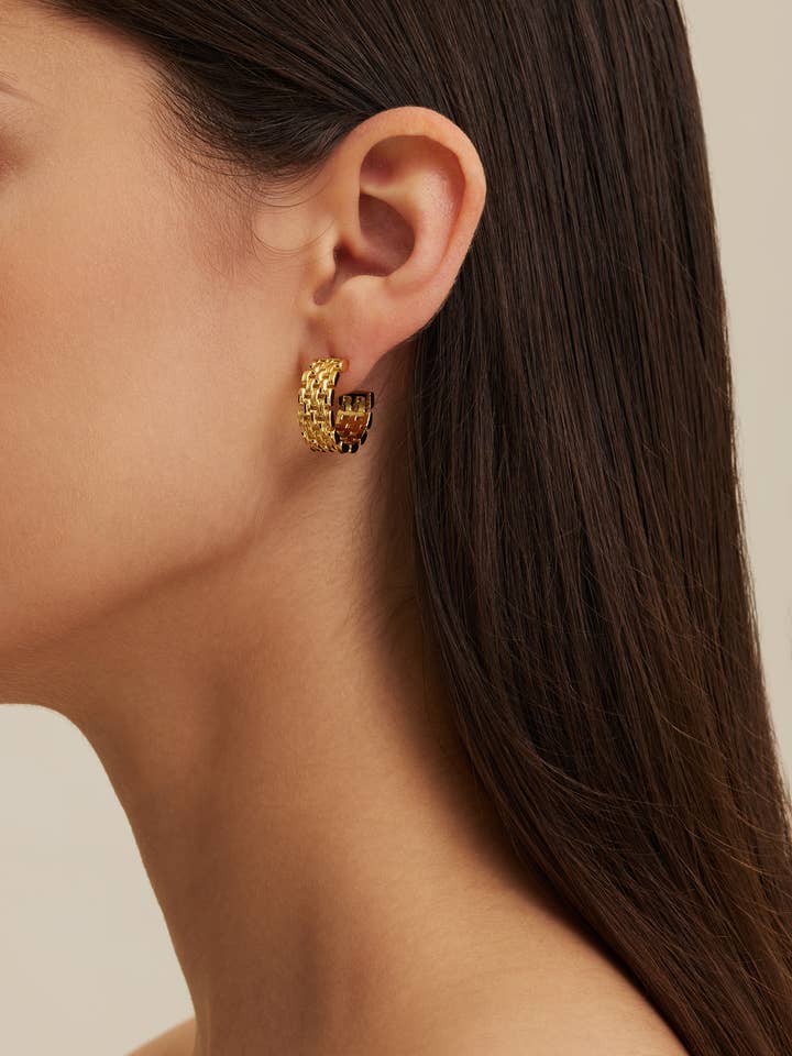 Statement Gold Hoop Earrings, Contemporary and Modern Hoops for wholesale by Shine Gallery